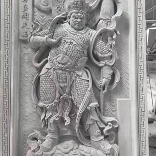 永州 芝麻灰花岗岩人物雕刻——多闻天王