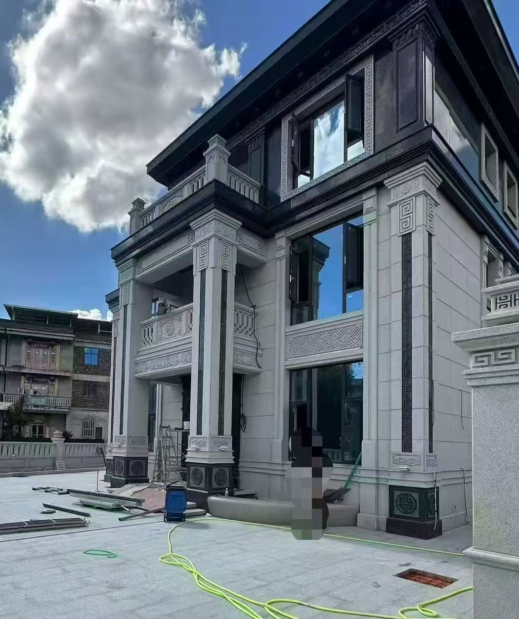 永州 别墅干挂，芝麻白与芝麻黑完美配合