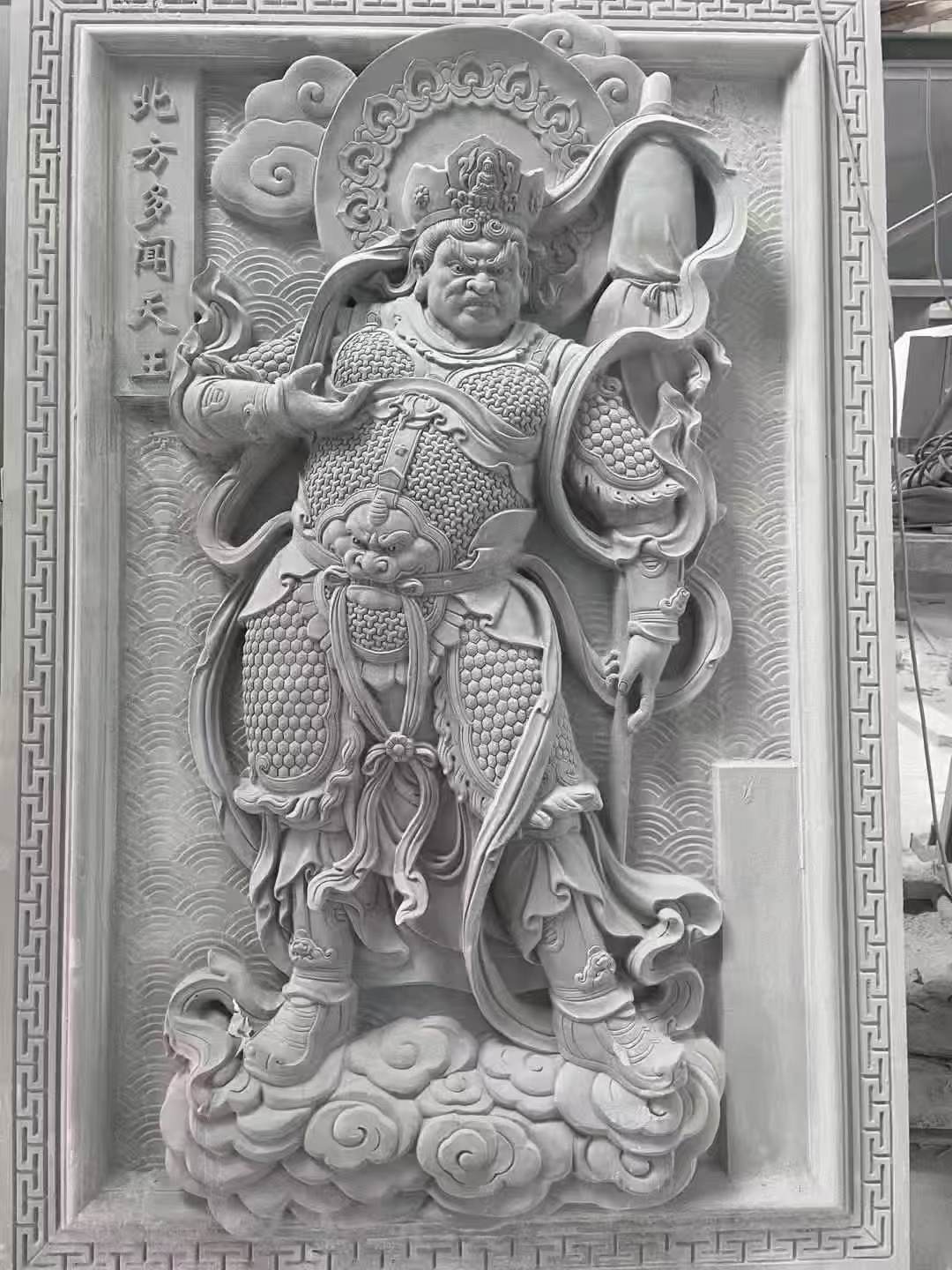 永州 芝麻灰花岗岩人物雕刻——多闻天王