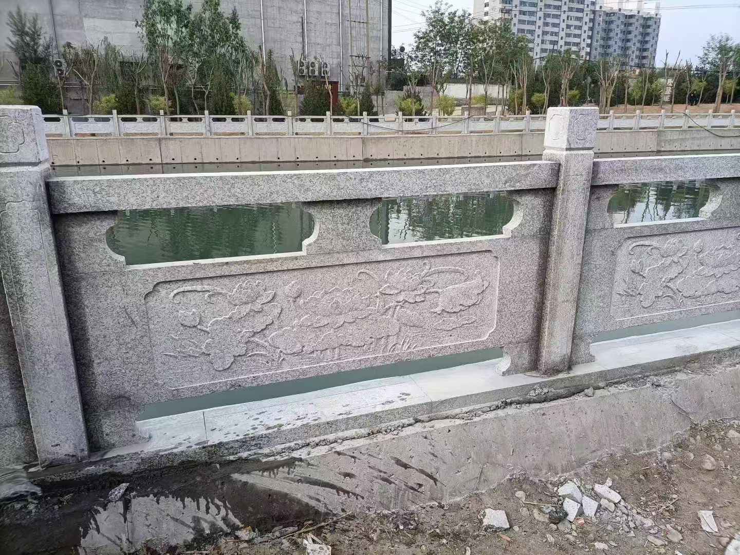 永州 芙蓉白大花桥梁、河道，石材栏杆、围栏、护栏